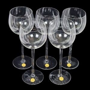 Vintage Rogaska Cheers Set of 5 Mouth Blown Crystal‎ Water Goblet Glasses Thin